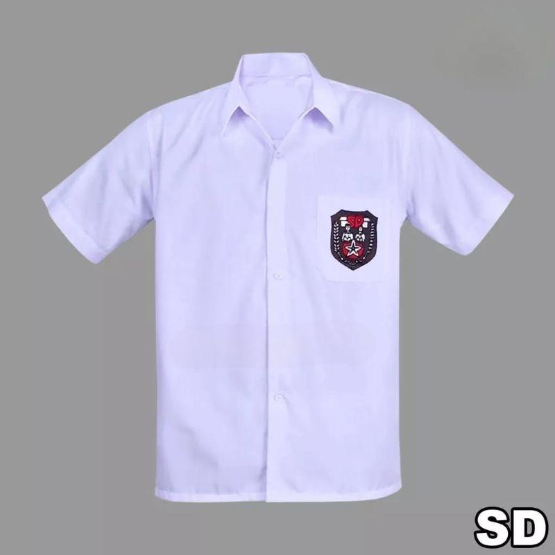 Baju putih pendek SD bahan Oxford dan bahan twis(licin serta mengkilap), Baju putih pendek SD, Baju 