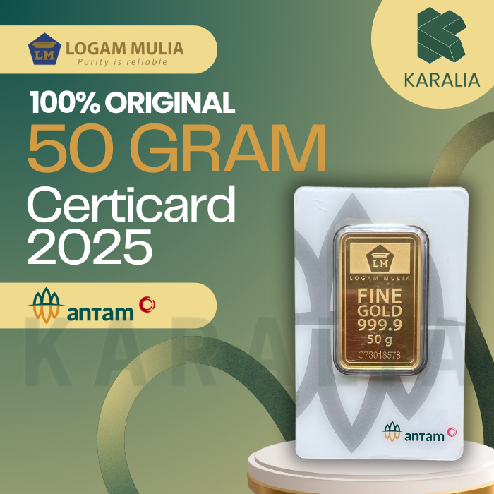 LOGAM MULIA EMAS ANTAM 50 GRAM LM ANTAM TERBARU CERTIEYE CERTICARD 2025