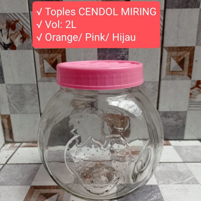 Toples CENDOL MIRING 2L/ Toples Asinan Manisan Permen/ Toples Jadul Tutup Warna TP7