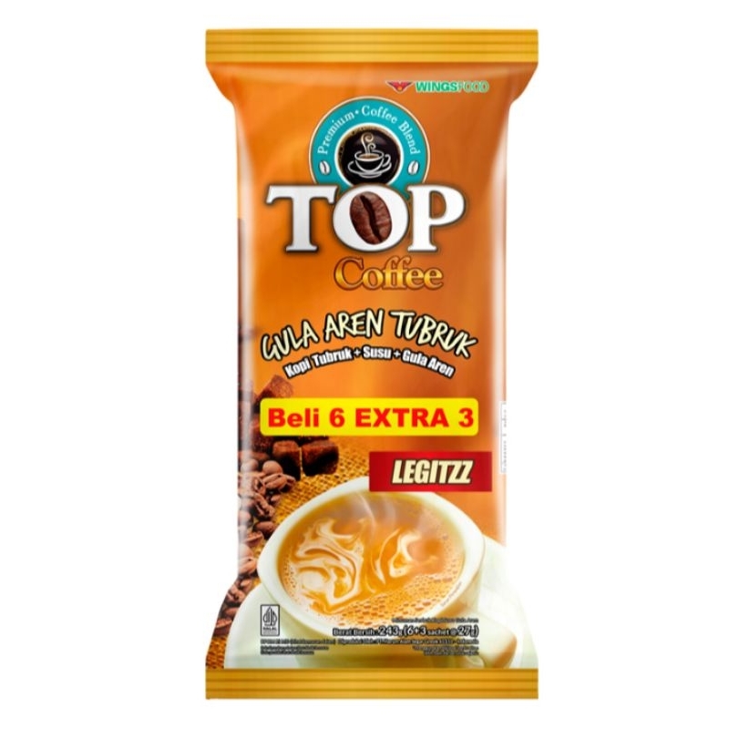 

TOP Coffee Gula Aren Tubruk Legitzz Kopi Instan 9 sachet x 27 gram