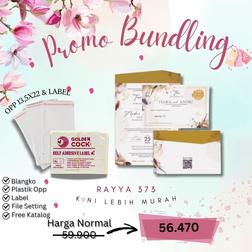 Paket Lengkap Rayya 373 Opp Label|Kertas Kosong Murah|Blangko Undangan Murah|Blangko Undangan |Blang