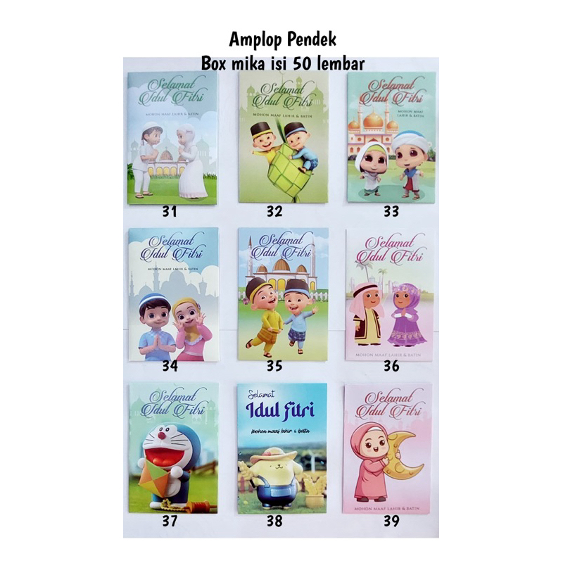 

Amplop Lebaran Idul Fitri Gambar Kartun / Anak-anak - Amplop Kekinian - Angpau Hari Raya - Isi 50 Lembar