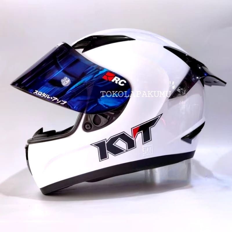 Helm full face Kyt R10 solid White Paket ganteng Visor iridium