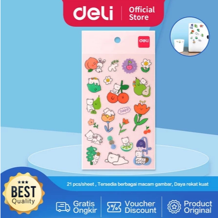 

Deli Cartoon Sticker / Stiker Kartun Doodle Gambah Hewan dan Buah 25927 25928
