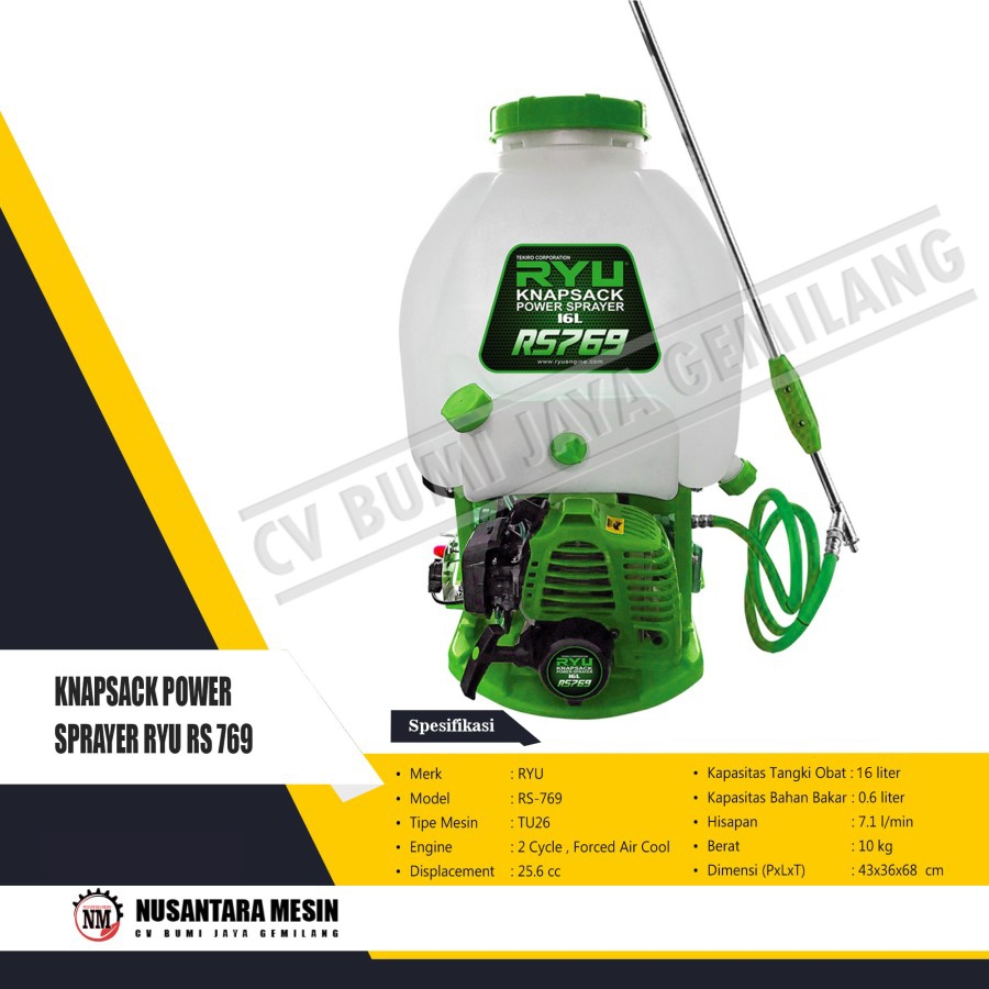MESIN SEMPROT HAMA / KNAPSACK POWER SPRAYER RYU RS 769