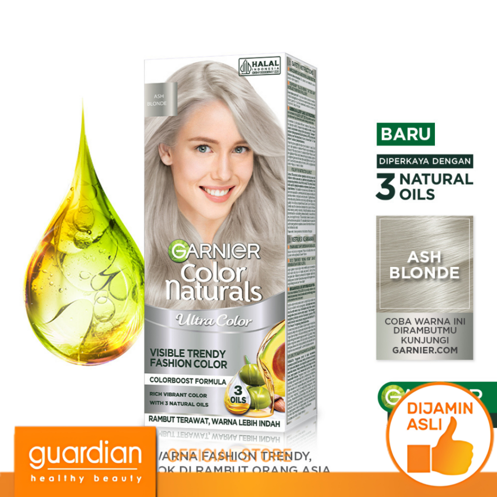Garnier Color Natural Ash Blonde - Cat / Pewarna Rambut Permanent - 105Ml
