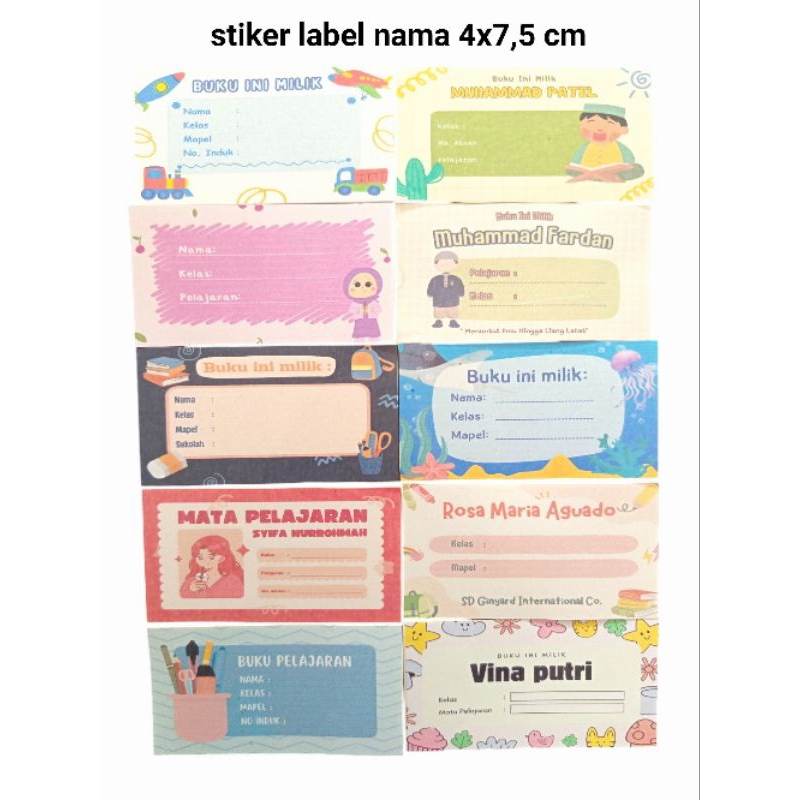 

stiker nama buku sekolah | sticker mapel | stiker mata pelajaran | stiker nama buku tulis PAUD/SD/SMP/SMA