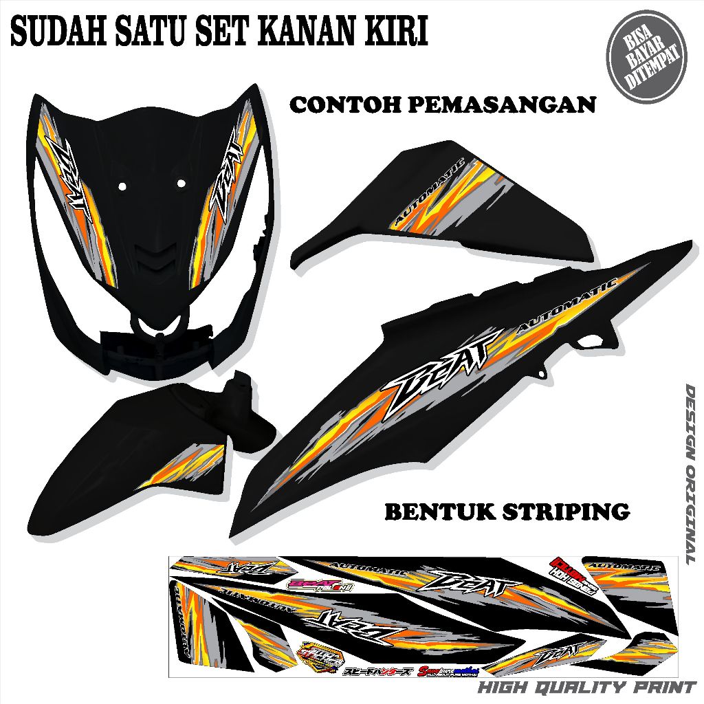 striping variasi sticker beat fi 2013-2015 motif kuning simple keren terbaru