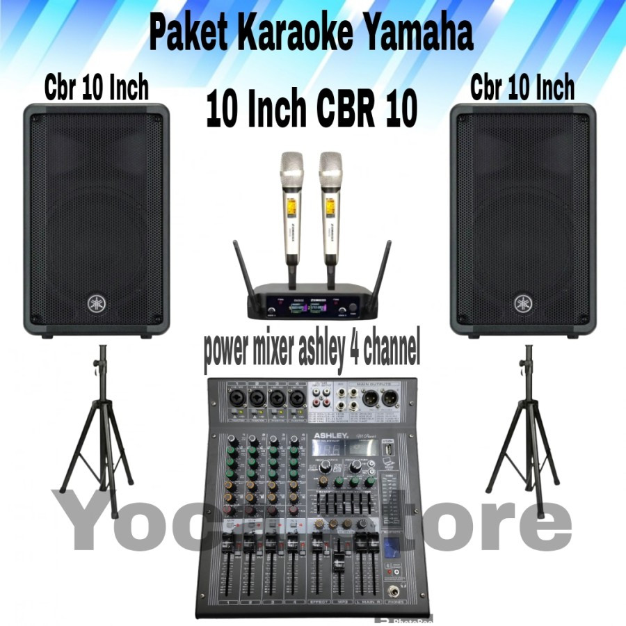 Paket Karaoke Yamaha CBR 10 Upgrade Power Mixer 4 Channel 2 Mic Wireless