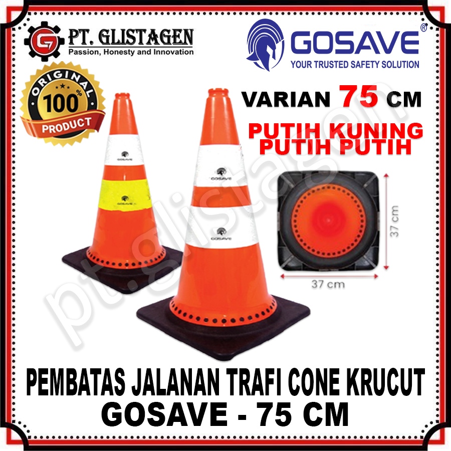 GOSAVE Traffic Cone Safety Rubber Gosave 75cm Kerucut Lalu Lintas 75cm Pembatas Jalanan Lalu Lintas 