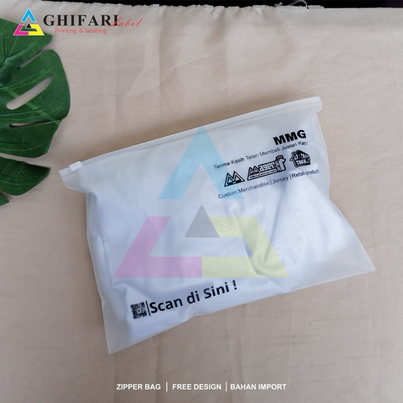 (minimal 50pcs) plastik zipper custom desain / sablon pouch /ziplok pouch/ plastik hijab /ziper bag 
