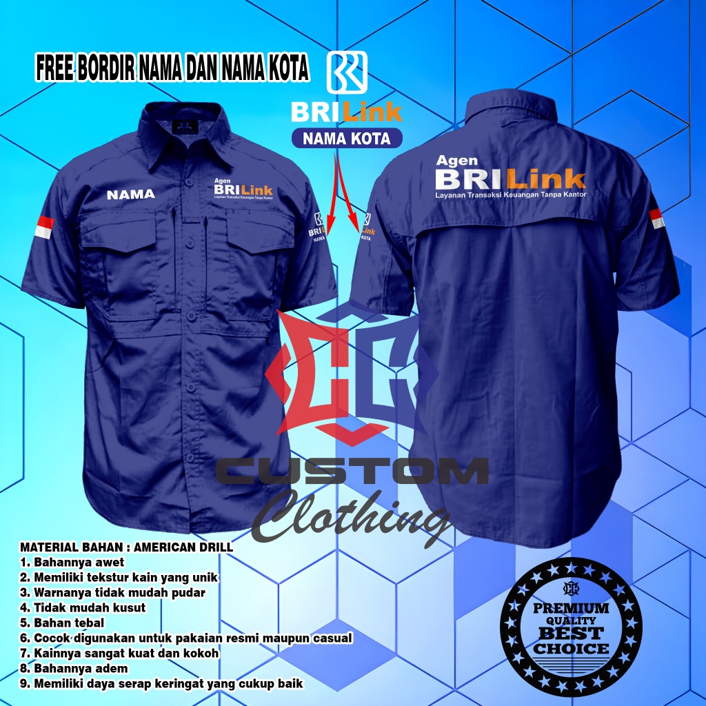 Baju Kemeja Brilink M-Tac Tactical Lengan Pendek Free Bordir Nama Dan Kota