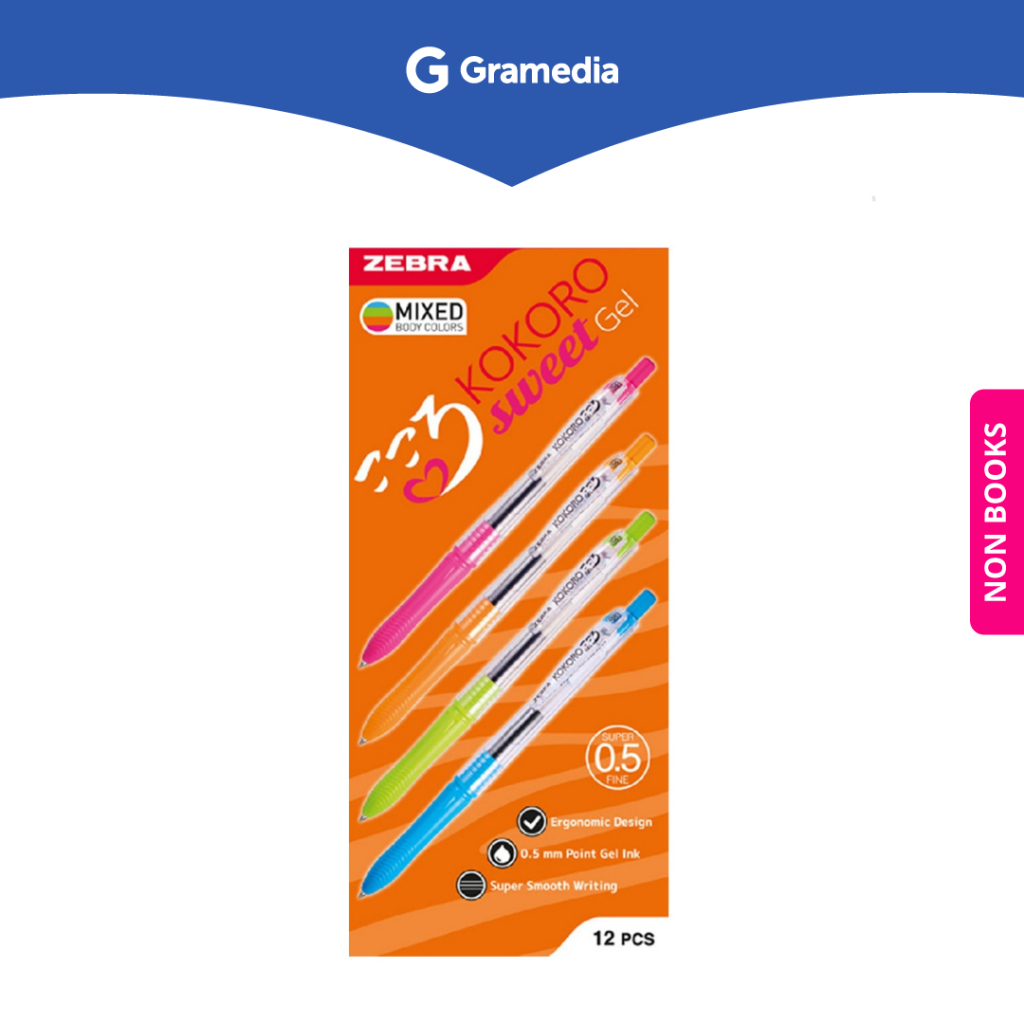 

Gramedia Surabaya - ZEBRA KOKORO GEL 05-COLORED BARREL SET 12 BLACK INK
