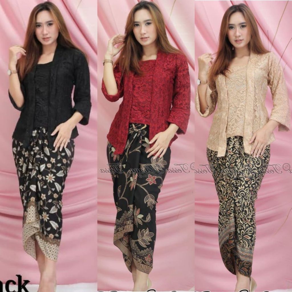 Setelan Kebaya Kutubaru Brokat Hitam / Kebaya Lamaran Modern