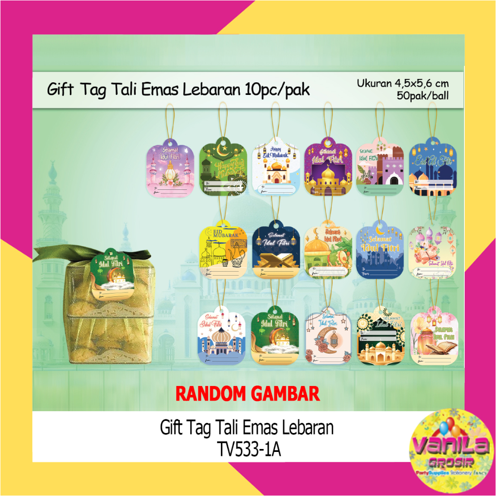 (1Pak Isi 20Pcs) Gift Tag Tali Emas Lebaran, hand tag lebaran, hand tag idul fitri, kartu ucapan, ka