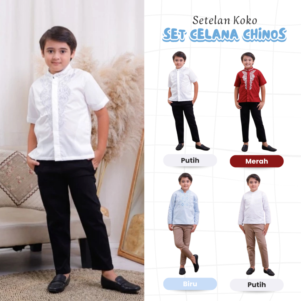 Setelan Koko Anak Laki Laki Set Celana Chinos