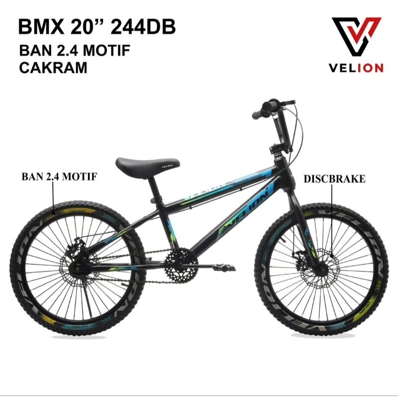 Sepeda BMX 20" VELION - SALVO Ban 20 x 2.40 DB Cakram untuk anak 9 tahun sampai remaja