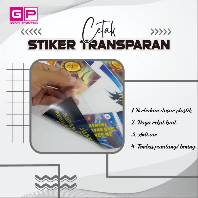 

Cetak Stiker Transparan | Stiker Label | Stiker Produk | Ukuran A3+ | Non Cutting | Anti Air