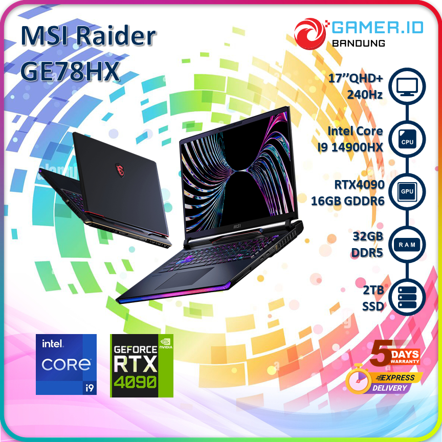 MSI RAIDER GE78HX I9 14900HX RTX4090 32GB 2TB 17" QHD+ IPS 240Hz