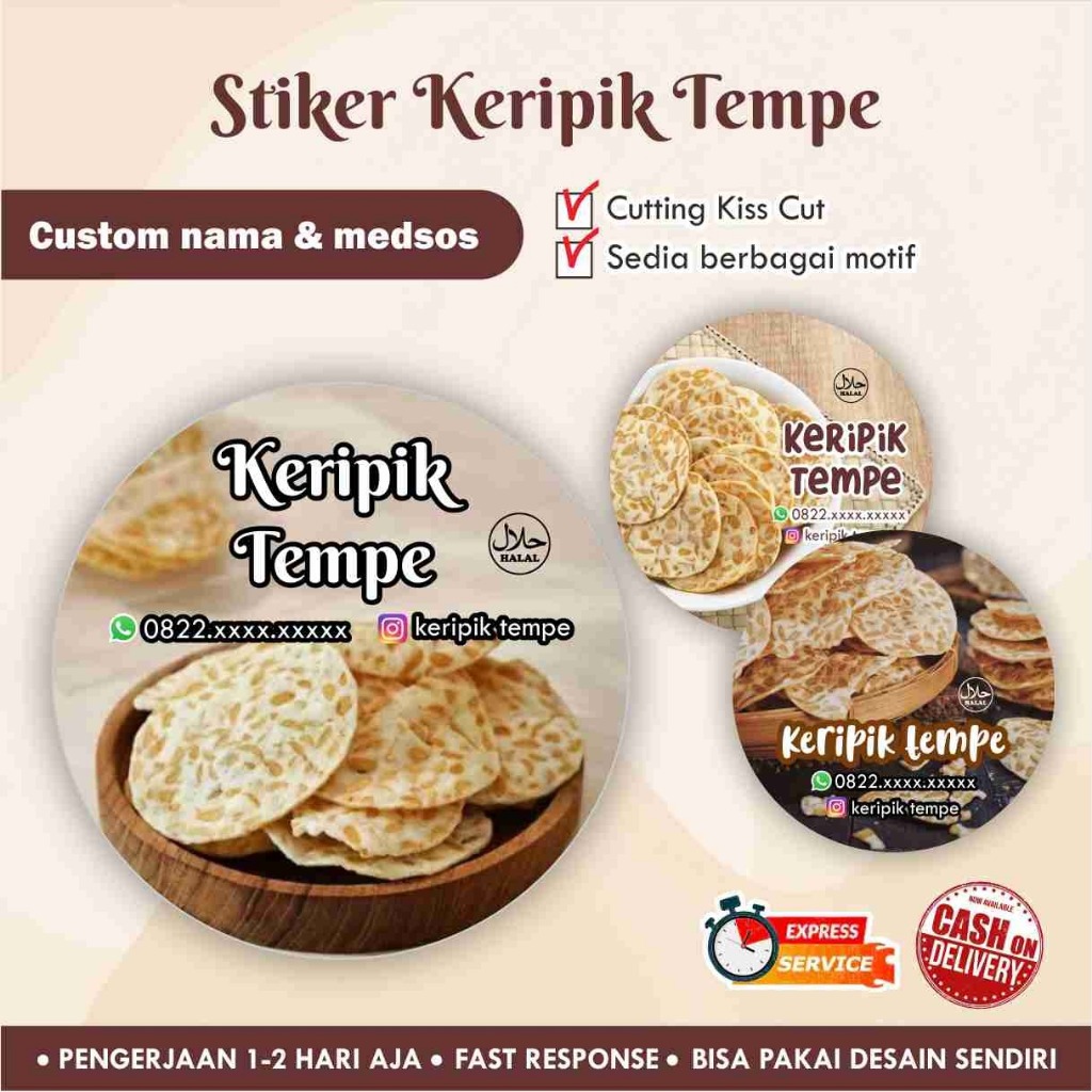 

Stiker Keripik Tempe Cromo bulat / kemasan / Label Makanan minuman / promosi / murah