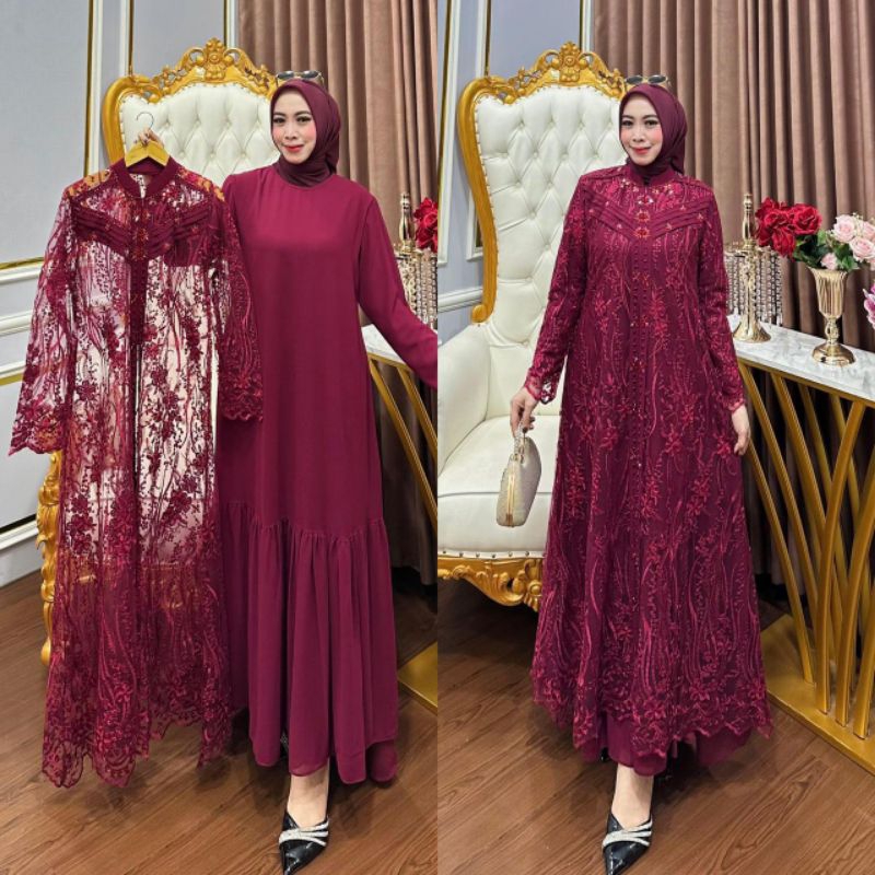 GAMIS 2IN1 BROKAT PREMIUM MJM | GROSIR SERAGAMAN | EDISI LEBARAN