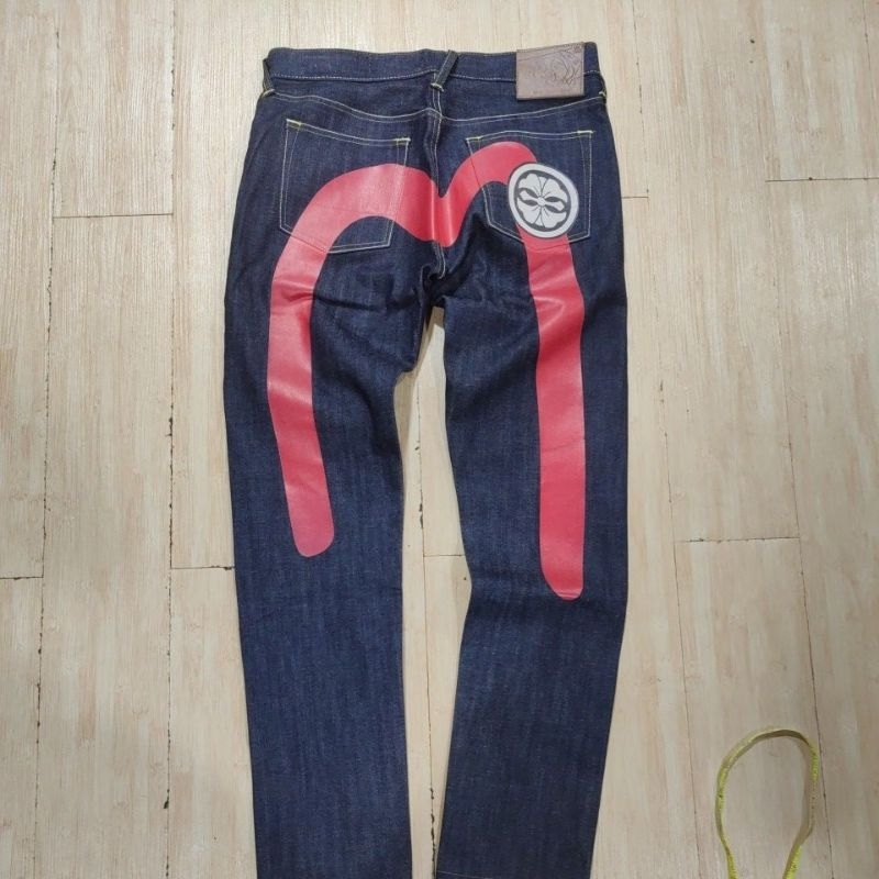 evisu jeans big logo red vintage