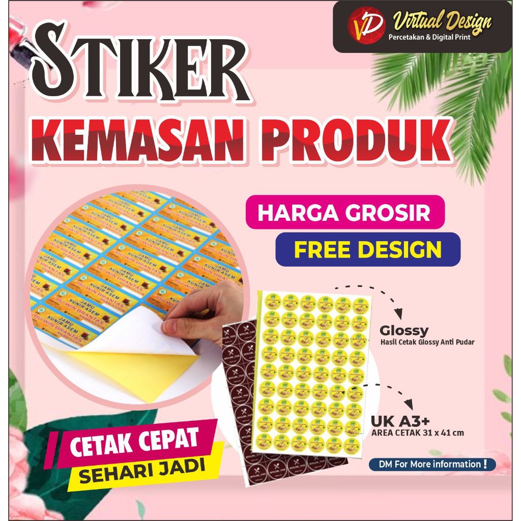 

CETAK STIKER LABEL KEMASAN, STIKER LABEL PRODUK CHROMO A3+ (BULAT,KOTAK,OVAL)