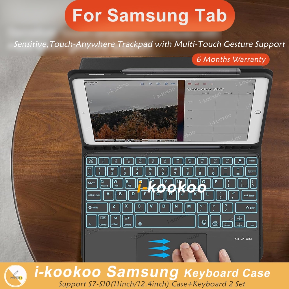 I-Kookoo Samsung Tab S7/S8/S9/S9 Fe Keyboard Case Original ,Galaxy Tab S9 FE Plus Keyboard Case,Sams