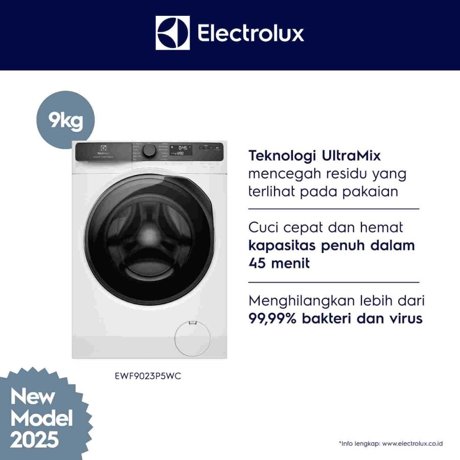 Mesin Cuci Front Loading Electrolux EWF9023P5WC 9 Kg Putih