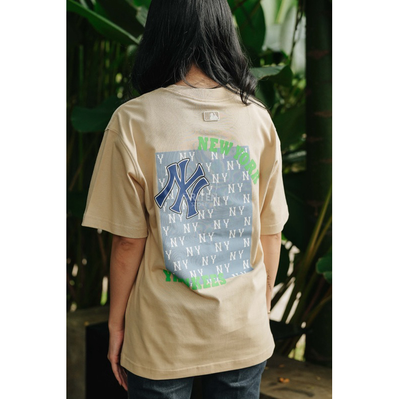 MLB Korea NY Yankees Monotive Tee Beige Original / Baju Kaos MLB Authentic