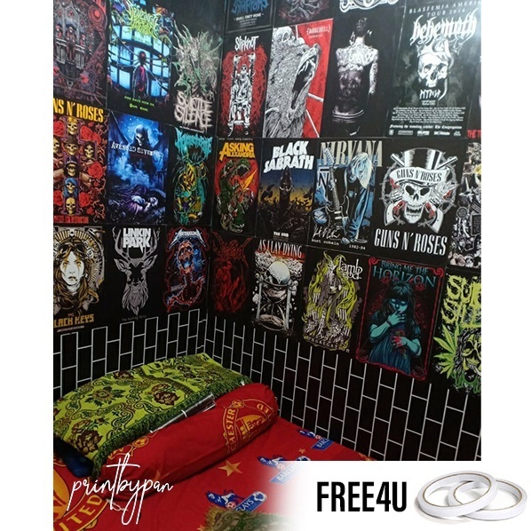 (PART 1) Poster Band Metal Rock A3 A4 - Poster Dinding Aesthetic - Dekorasi Kamar Tidur - Poster Ban