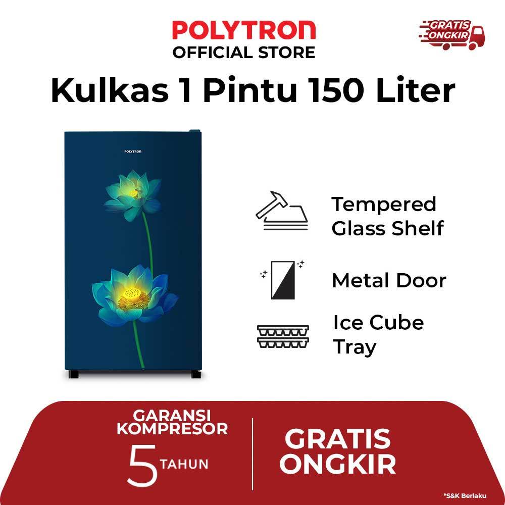 POLYTRON Kulkas 1 Pintu Beauty Steel 150 liter PRB 157LB