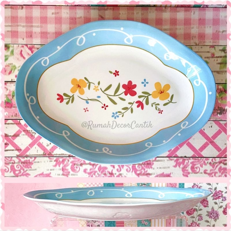 Piring Oval Keramik 1Pc Lodor Besar Tebal Cerah muat untuk Ikan Sate