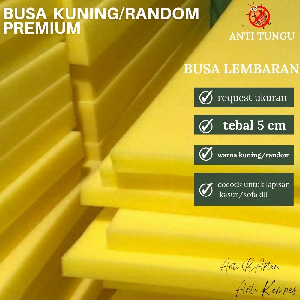 Busa kiloan kursi kayu 200x120 Tebal 5 cm meteran Royal Foam Lapisan Surpet  kasur lantai warna rand