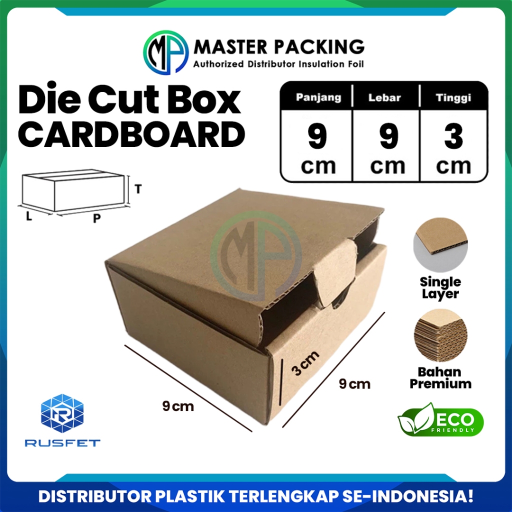 

DieCut Box Kardus Packing 9 X 9 X 3CM Rusfet Kotak Box Hampers Cardboard Dus Polos Harga Ecer