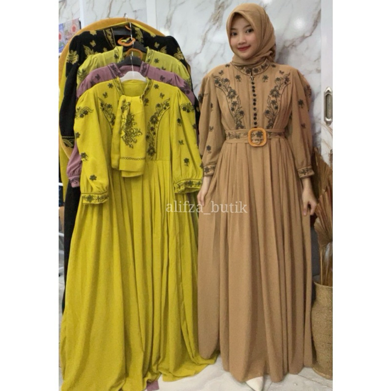 Set Hijab Dres gamis alya kode 11004