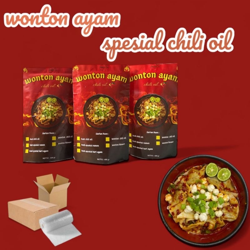 

Wonton Ayam kuah Chili oil /Pedas