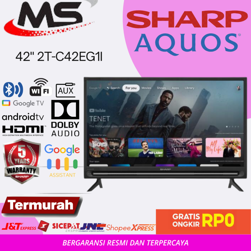 SHARP Smart Google TV LED 42 Inch HD 2T-C42EG1I GTV