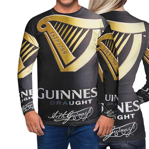 Kaos Pint of Guinness Botol Tshirt Tangan Panjang Fullprint Unisex Casual Bahan Polyester Jersey New