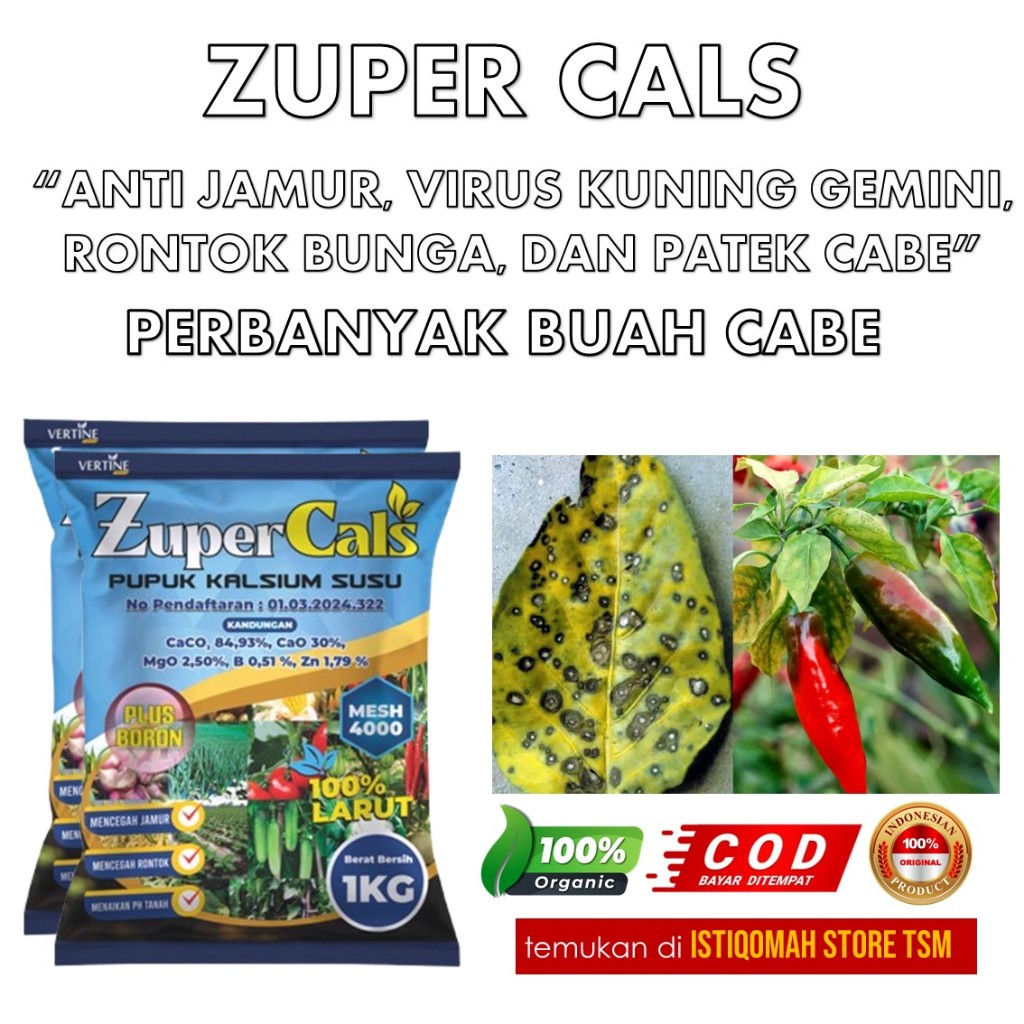 PUPUK Terbaik Semprot Zupercals 1 KG Pupuk Semprot Tabur Dan Kocor Cabai Terbaik - Pupuk Organik Pel