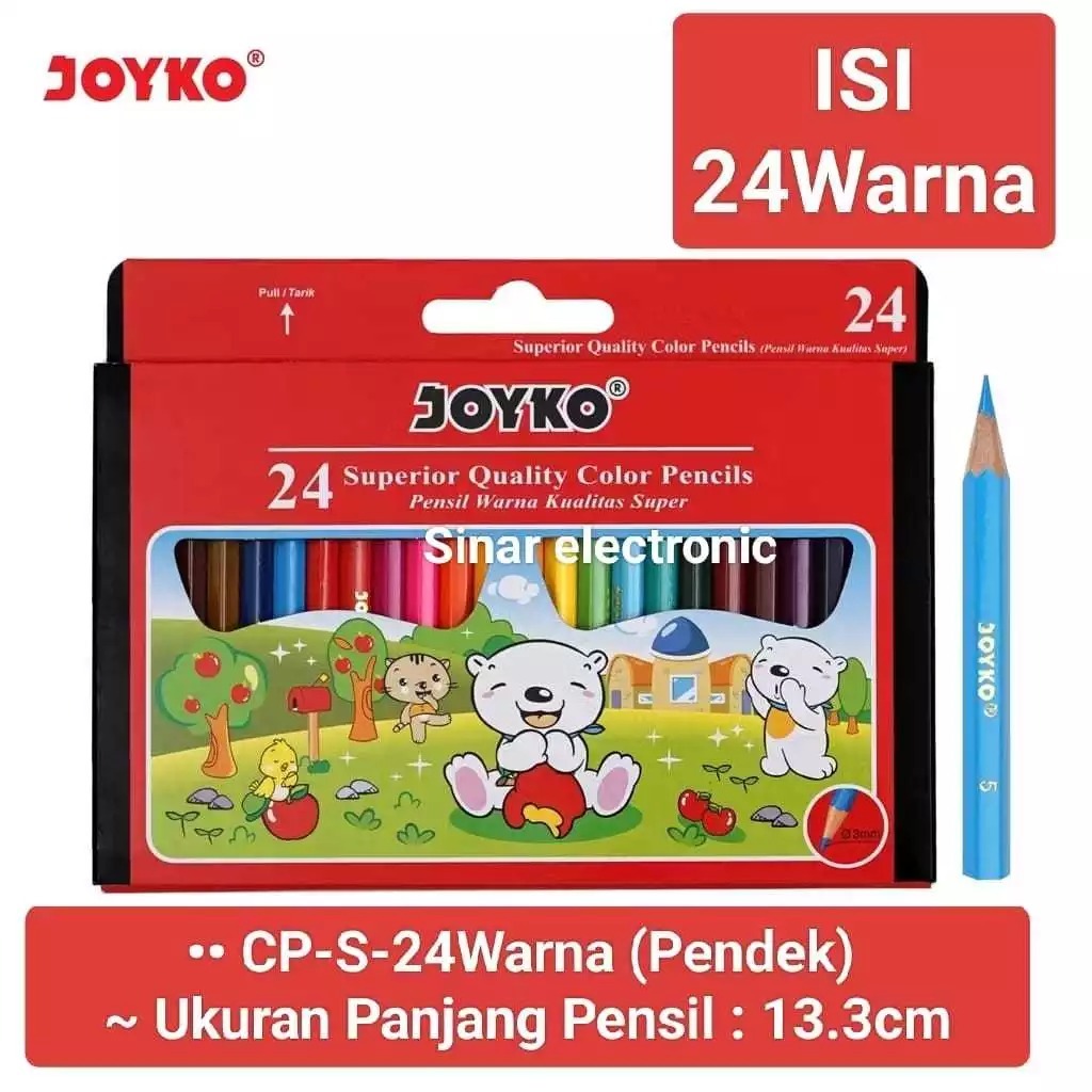 

Pensil Warna CP-S 24 WARNA PENDEK JOYKO Mini Short Color Pencils Hexagonal Grip PENDEK
