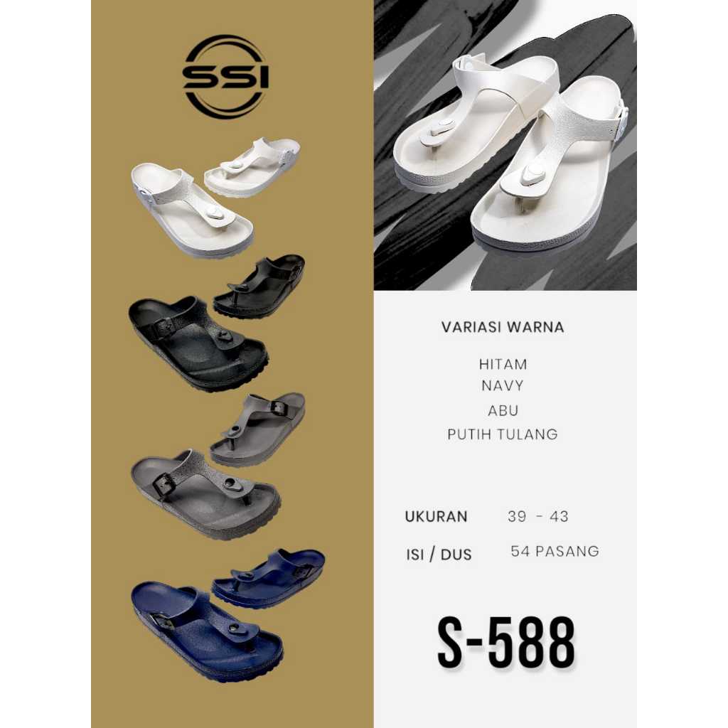 SANDAL KARET JEPIT PUYUH RINGAN KEREN AWET KINBOS ORIGINAL FULL HITAM SIZE 40 - 44 / A516