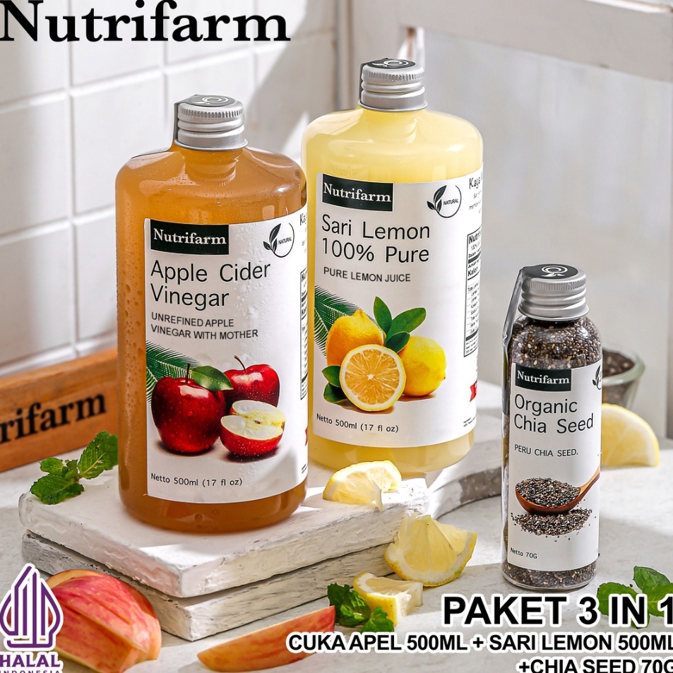 

Serbu Surprise PAKET DIET CUKA APEL 3 IN 1 CUKA APEL SARI LEMON CHIA SEED ORIGINAL ORGANIK 5ML APPLE CIDER VINEGAR CUKA SARI APEL BRAGG NUTRIFARM DEHEALTH SUPPLIES DARIBUMI BEORGANIK