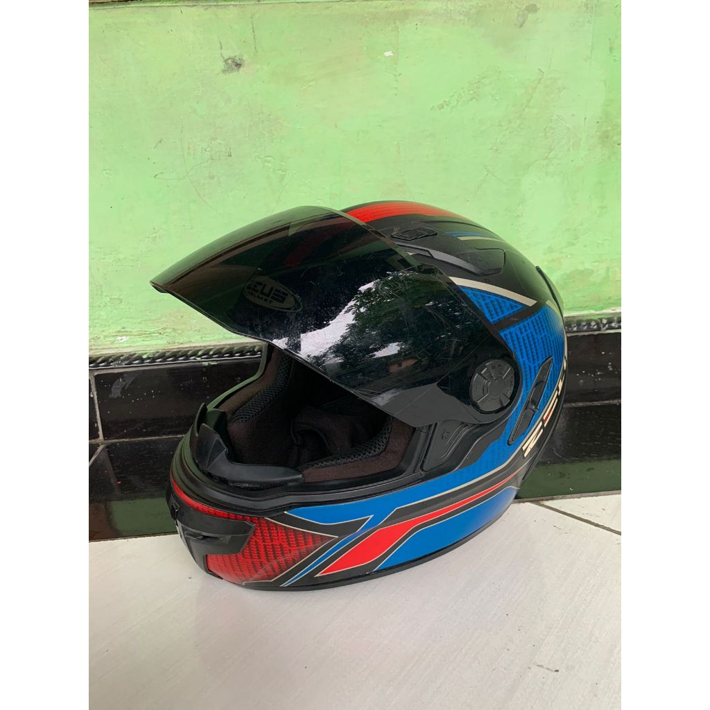 HELM ZEUS ZS-813 BLACK AN12 BLUE RED ORIGINAL SECOND