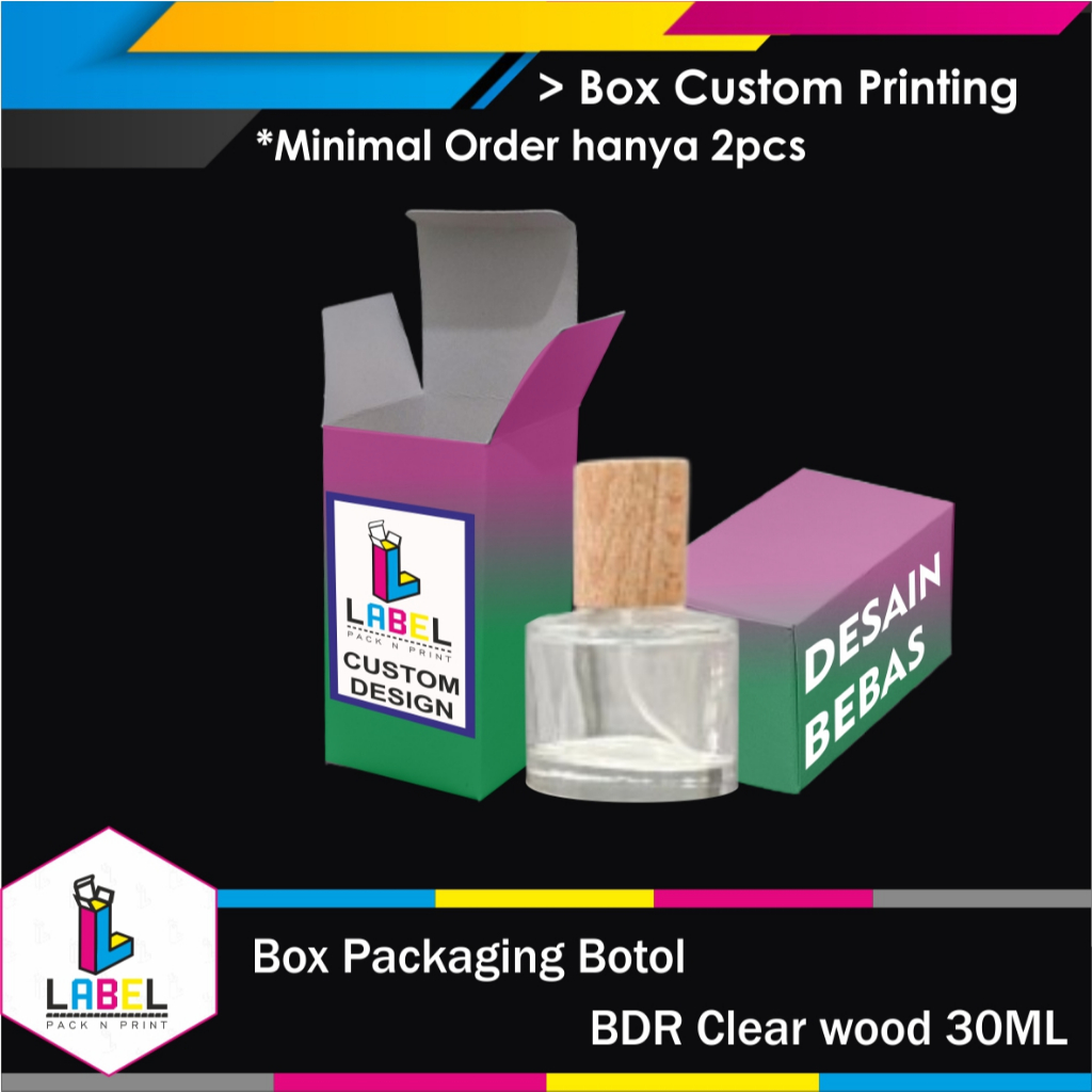 

Box / Dus Packaging Parfum BDR Clear Wood 30ml Custom desain fullprint