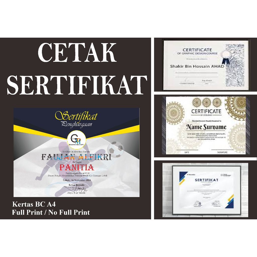 

Cetak Piagam/Sertifikar