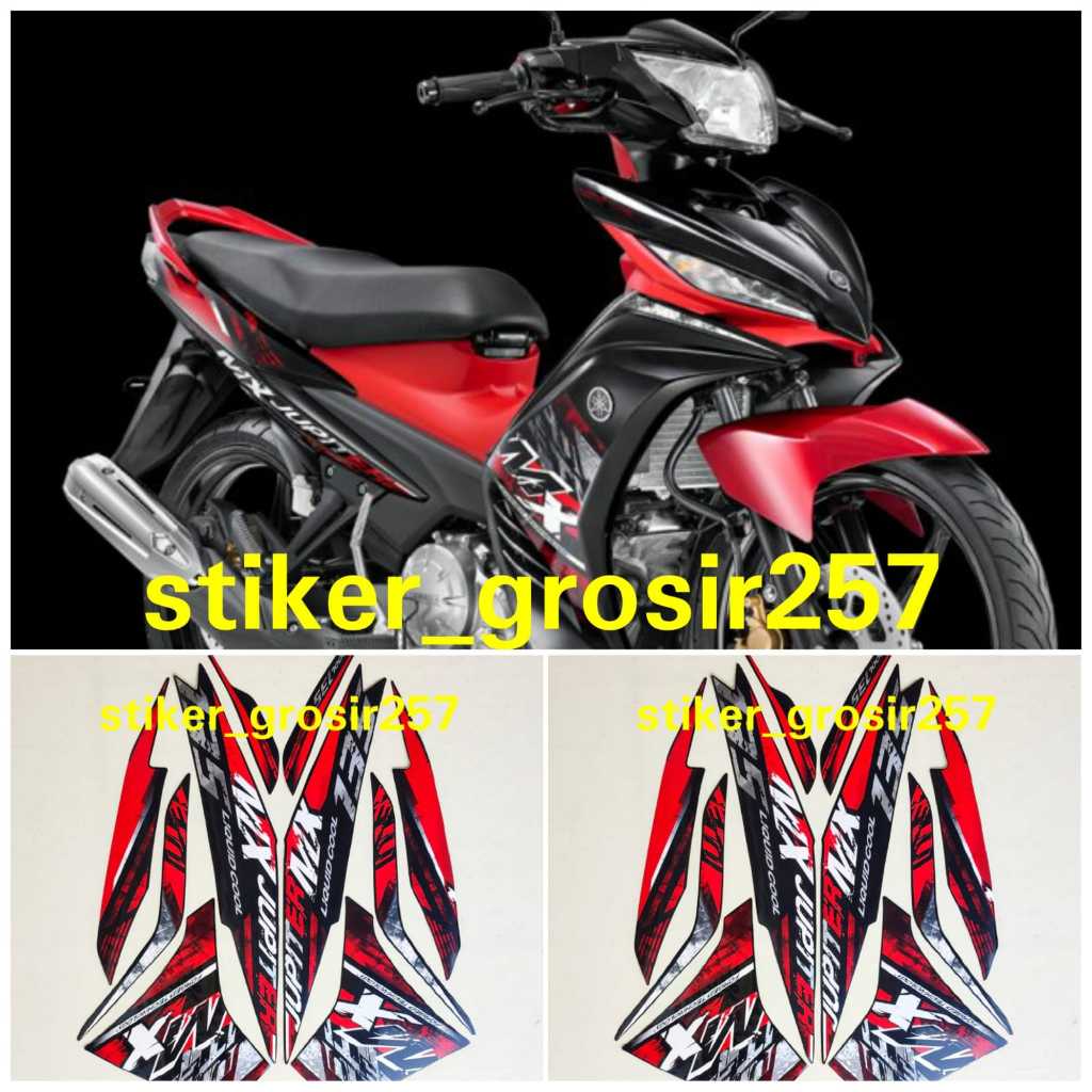 STIKER STRIPING LIS BODY MOTOR JUPITER MX 135 2014 MX NEW WARNA MERAH HITAM