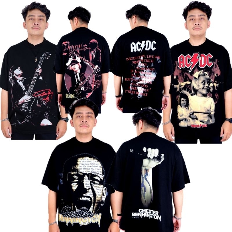 KAOS BAND OVERSIZE KAOS AC DC KAOS ACDC KAOS CHESTER BENNINGTON OVERSIZE KATUN COMBED 20S