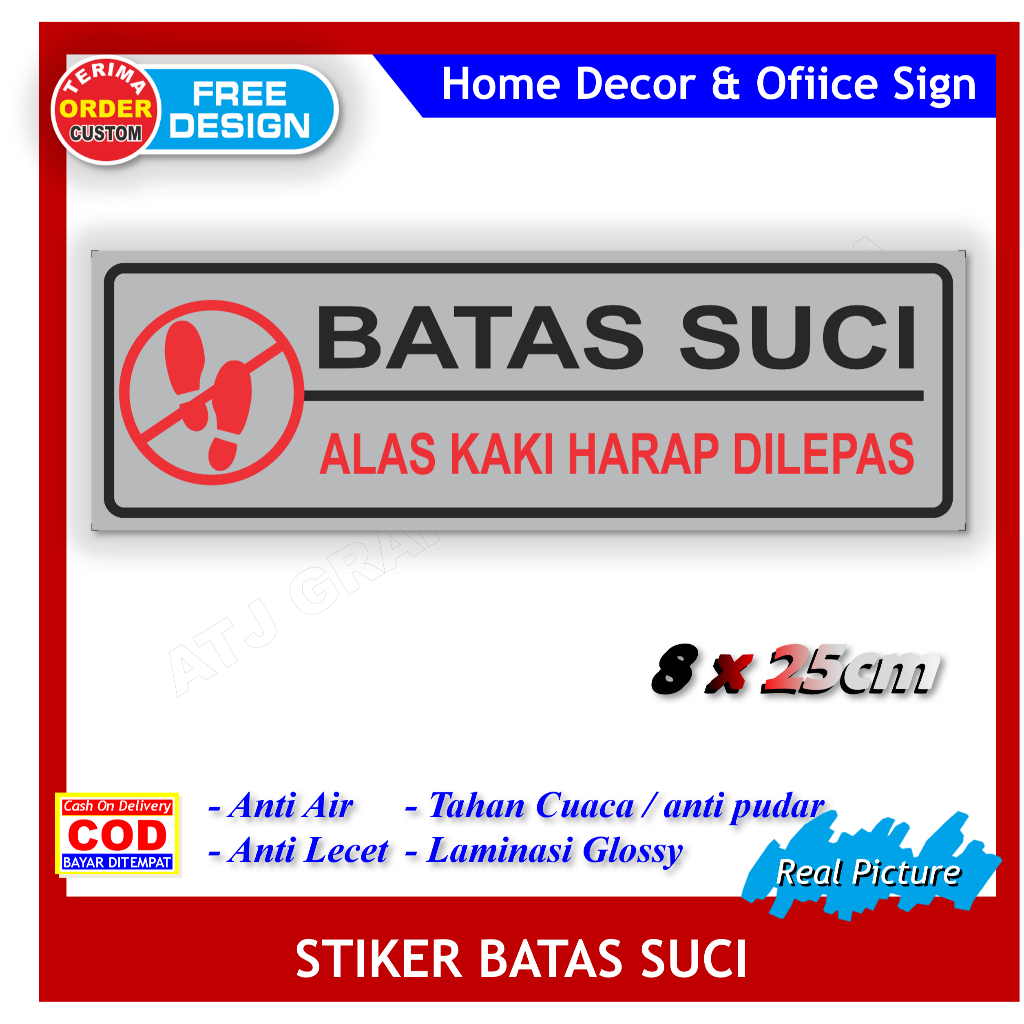 Stiker batas suci alas kaki harap dilepas sticker kebersihan lantai anti kotor masjid mushola