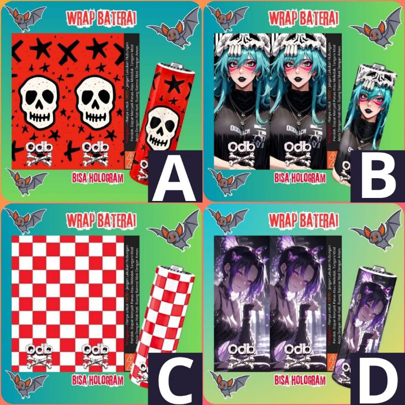 

Stiker Wrap Baterai 18650 ODB x 06 Bisa Hologram & Non Hologram juga Bisa Custom